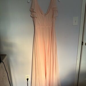 David's Bridal Soft Pink Maxi Dress